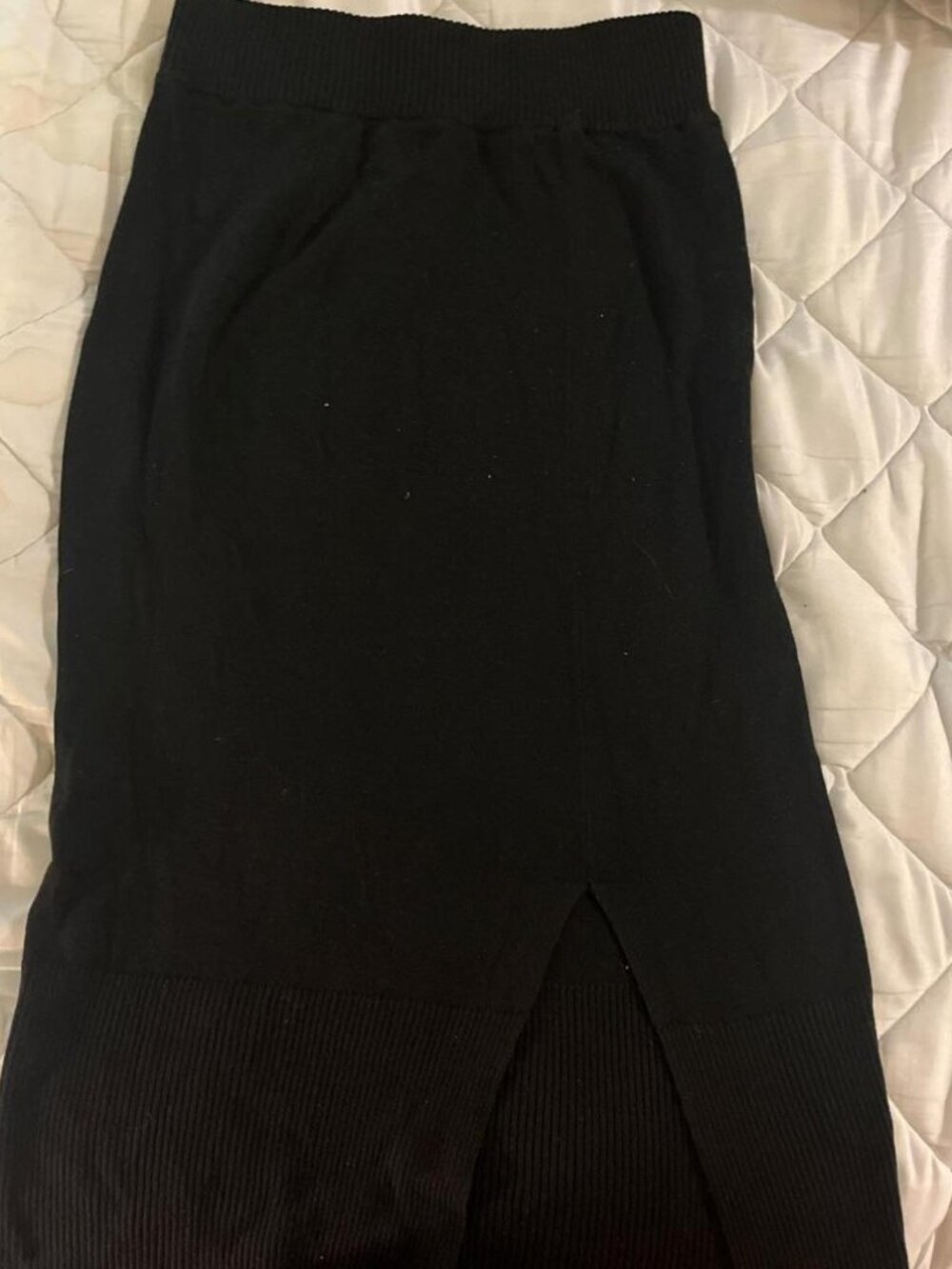 Reformation Black Ribbed Midi Skirt Size S